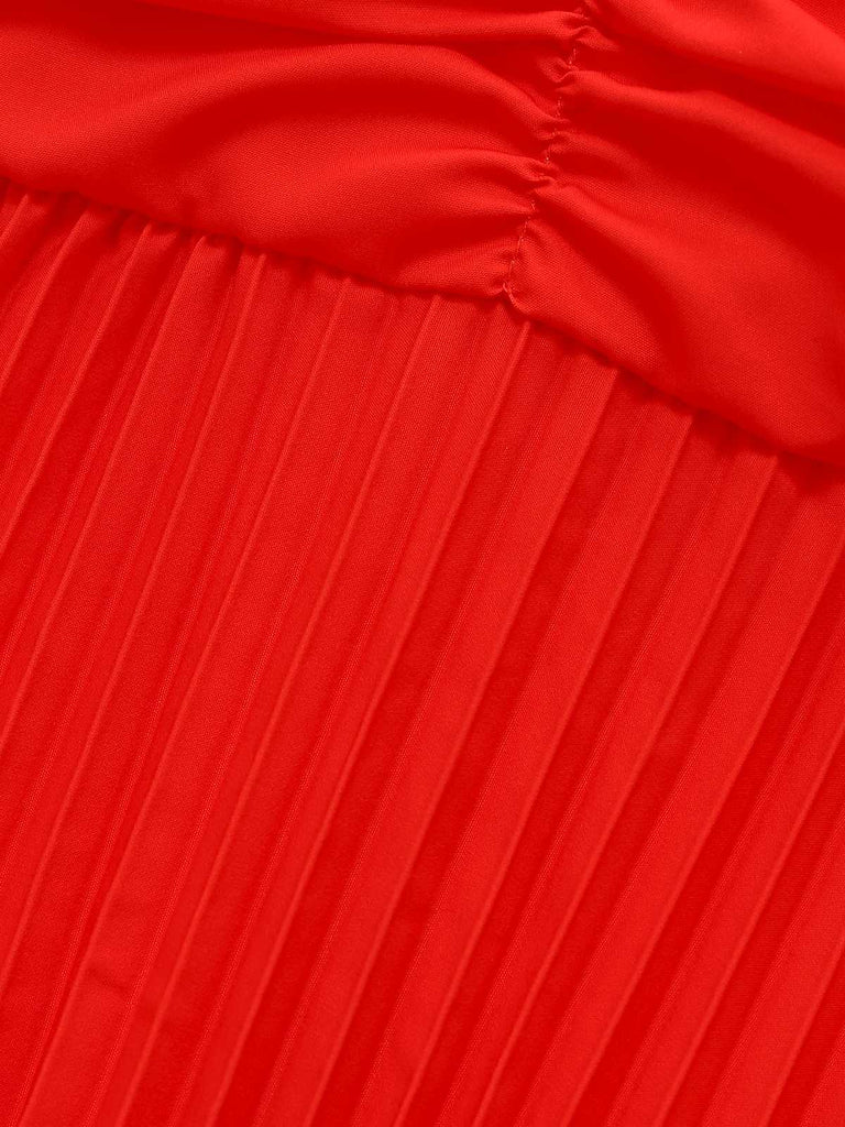 Orange 1930s Slip V-Neck Gradient Pleated Maxi Dress - vintage dress, retro fashion