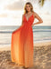 Orange 1930s Slip V-Neck Gradient Pleated Maxi Dress - vintage dress, retro fashion