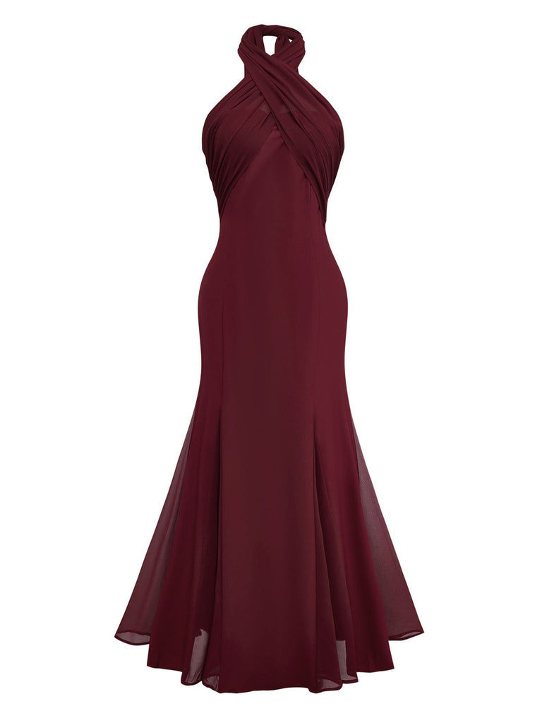 Floor-Length Maxi Mermaid Gown Burgundy Wedding Guest Formal Semi-Formal Black Tie Dresses Floor-Length Maxi Mermaid Gown Burgundy Wedding Guest Formal Semi-Formal Black Tie Dresses