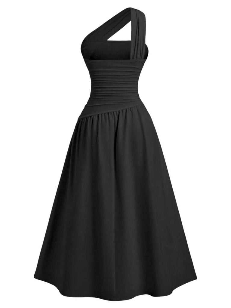 Burgundy One Shoulder Midi Dress