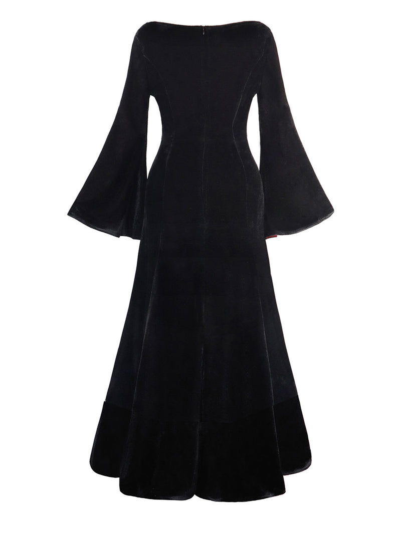 1930s-Dress-Velvet-BellSleeve-