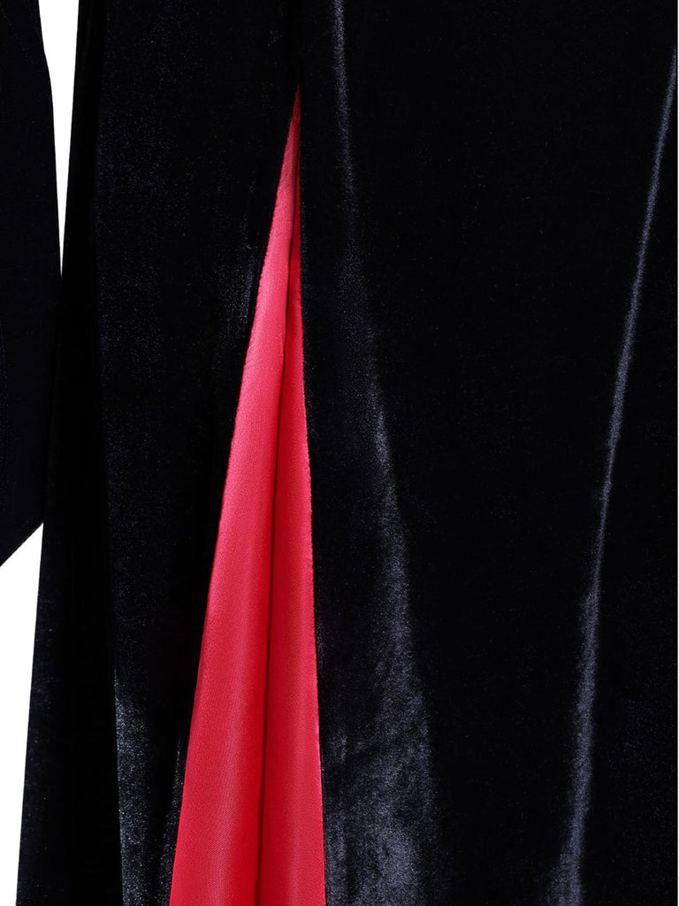1930s Velvet Bell-Sleeve Wednesday Addams Style Dress - vintage dress, retro fashion