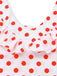 White 1930s Red Polka Dots Off-Shoulder Ruffle Maxi Dress - vintage dress, retro fashion, elegant red