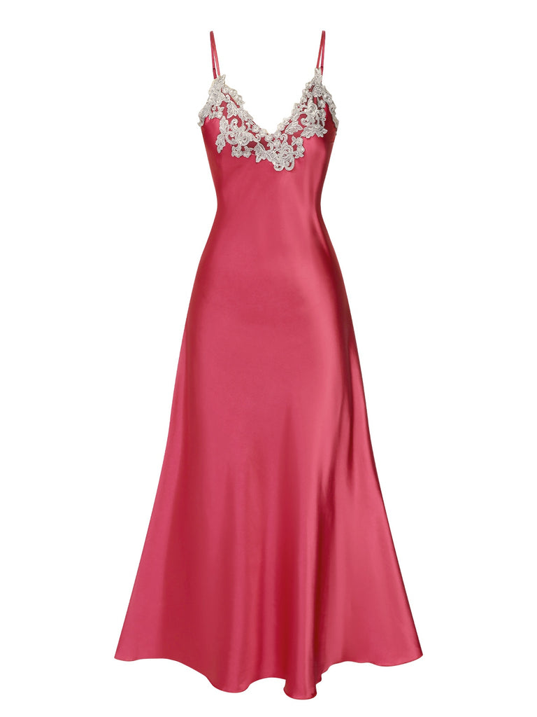 Side view: 1930s 1930s Embroidered Faux Satin Stra