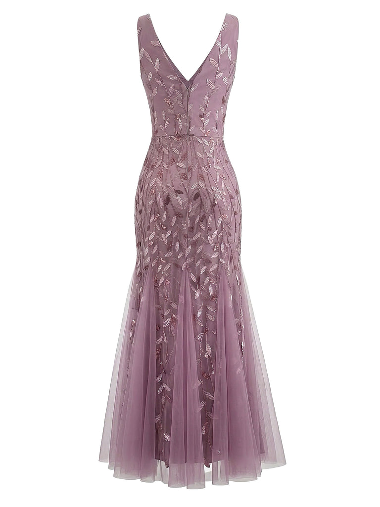 1930s Embroidery V-Neck Sleeveless Mesh Slim Dress - vintage dress, retro fashion for vintage lovers