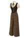 Brown 1930s Faux 3PCS Bow Plaid Jumpsuit, vintage romper, retro jumpsuit - perfect for women who love vintage and retro fashion