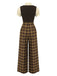 Brown 1930s Faux 3PCS Bow Plaid Jumpsuit, vintage romper, retro jumpsuit - perfect for women who love vintage and retro fashion