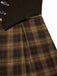 Brown 1930s Faux 3PCS Bow Plaid Jumpsuit, vintage romper, retro jumpsuit - perfect for women who love vintage and retro fashion