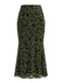 1930s Flocked Floral Maxi Mermaid Skirt - vintage skirt, retro style