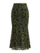 1930s Flocked Floral Maxi Mermaid Skirt - vintage skirt, retro style
