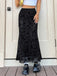 1930s Flocked Floral Maxi Mermaid Skirt - vintage skirt, retro style