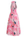 1930s Floral Halter V-Neck Lace-Up Dress: beautiful vintage dress, retro fashion, elegant style with timeless appeal