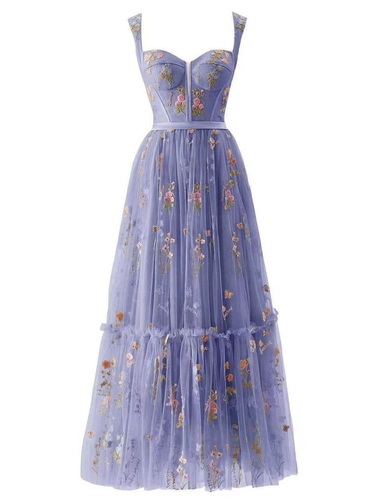 1930s Floral Mesh Boned Lace-Up Dress | Retro Stage 1930s Floral Mesh Boned Lace-Up Dress | Retro Stage