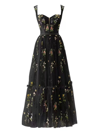 1930s Floral Mesh Boned Lace-Up Dress, classic vintage style elegant retro fashion - Image 4