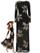 1930s Floral Mesh Long Sleeve Maxi Dress - vintage dress, retro fashion