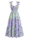 1940s Vintage Floral V Neck Dress
