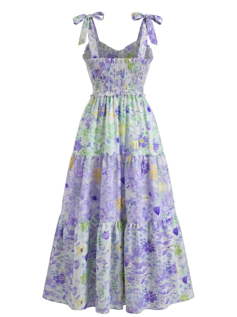 1940s Vintage Floral V Neck Dress