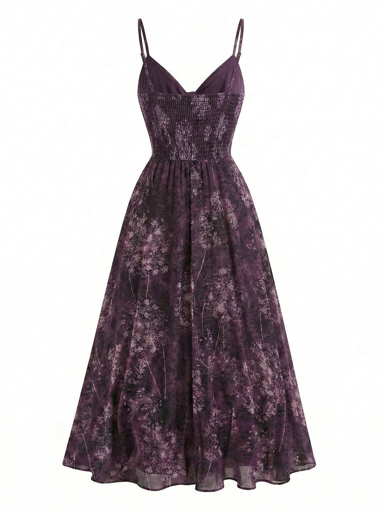 Pre-Sale] Black 1930s Rose V-Neck Bohemian Slip Dress