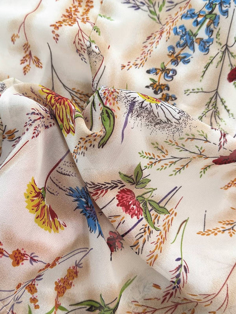 vintage floral slip dress Floral Sundress Women's V-Neck Slip Long Summer Dress, Beige / M