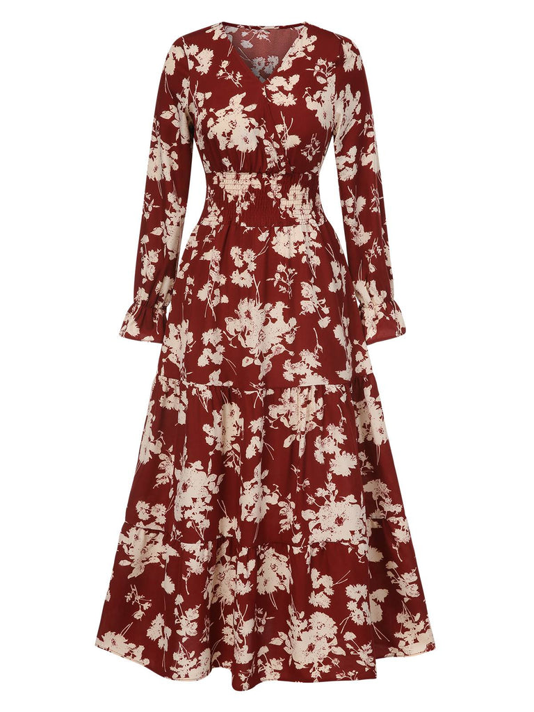 Front view: 1930s 1930s Flower Silhouette V-Neck M