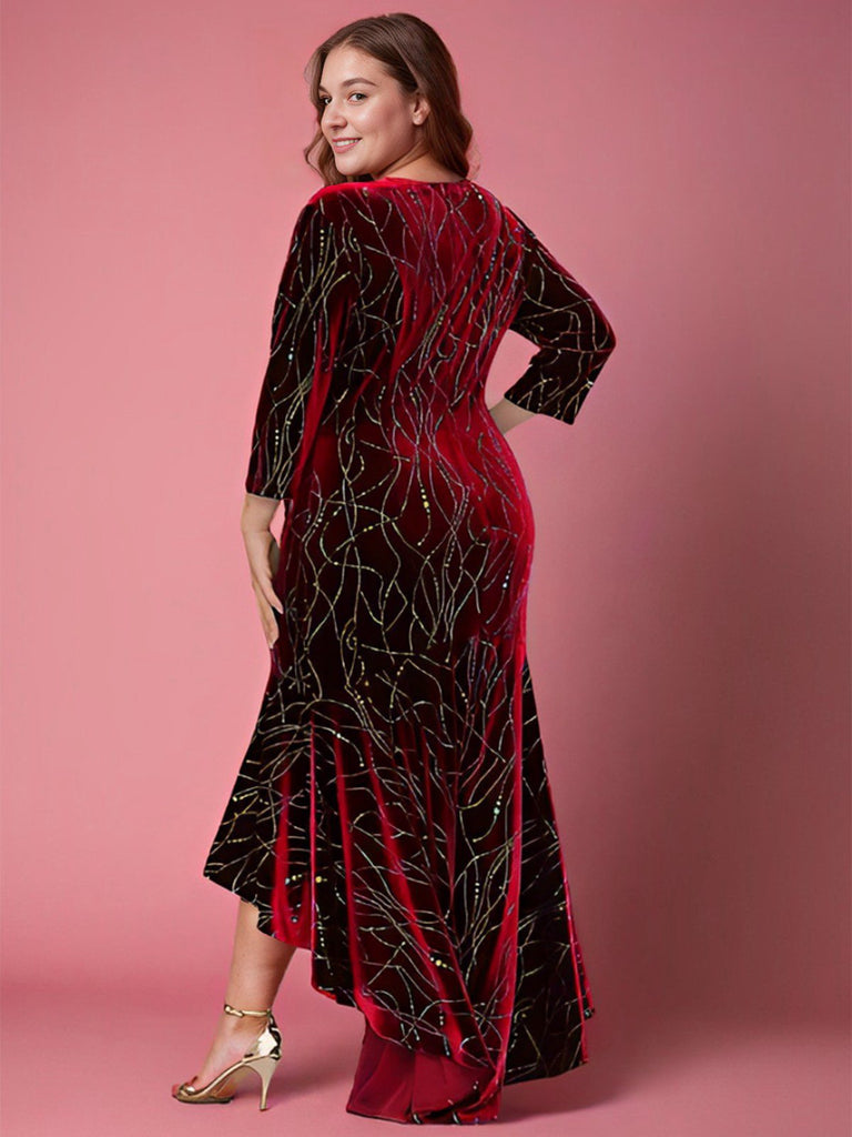 Plus Size] 1930s Glitter Velvet Mermaid Dress | Retro Stage
