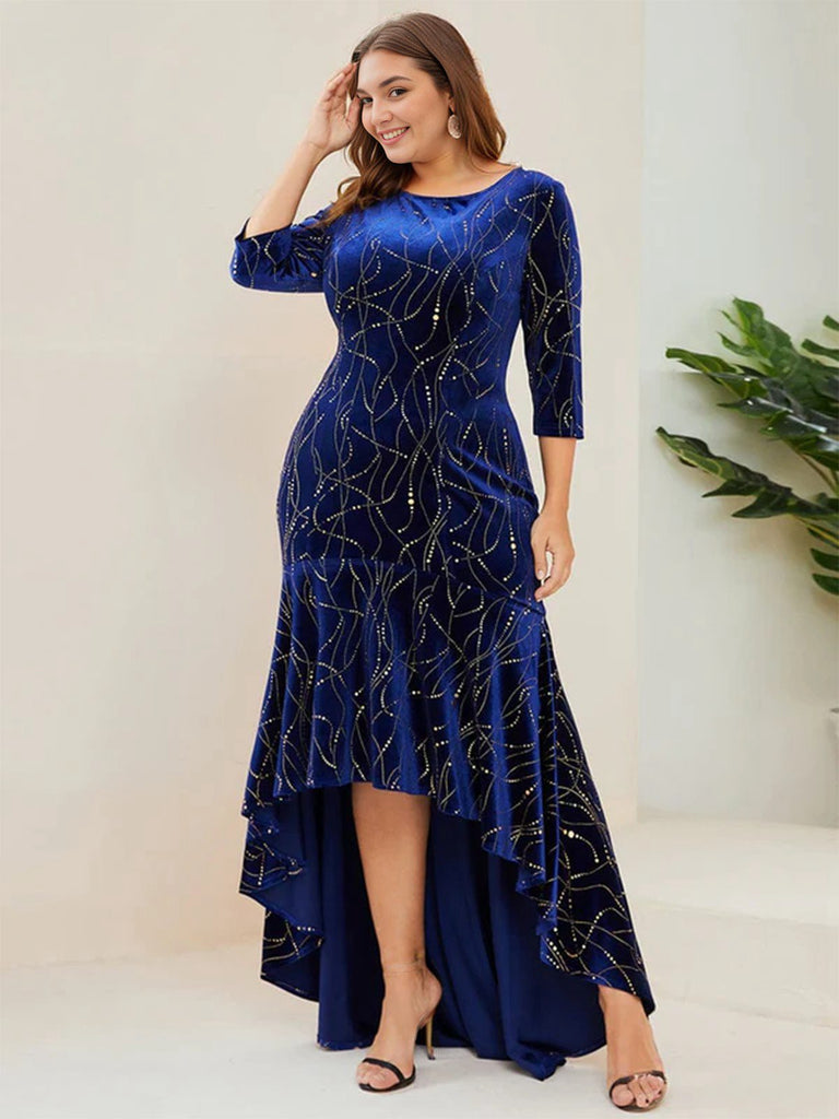 [Plus Size] 1930s Glitter Velvet Mermaid Dress, vintage dress, retro fashion - perfect for women who love vintage and retro fashion