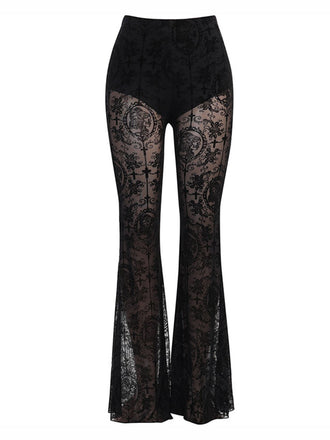 1930s Halloween Lace High Waisted Flared Pants: timeless style reimagined