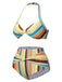 This 1930s Halter Contrast Stripes Swimsuit carries 1930s vacation dreams in every stitch