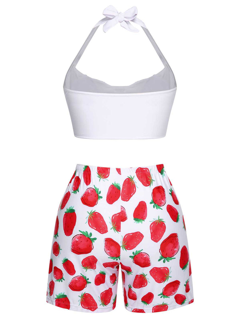 1930s Halter Strawberry Swimsuit Set - vintage swimsuit, pin-up style