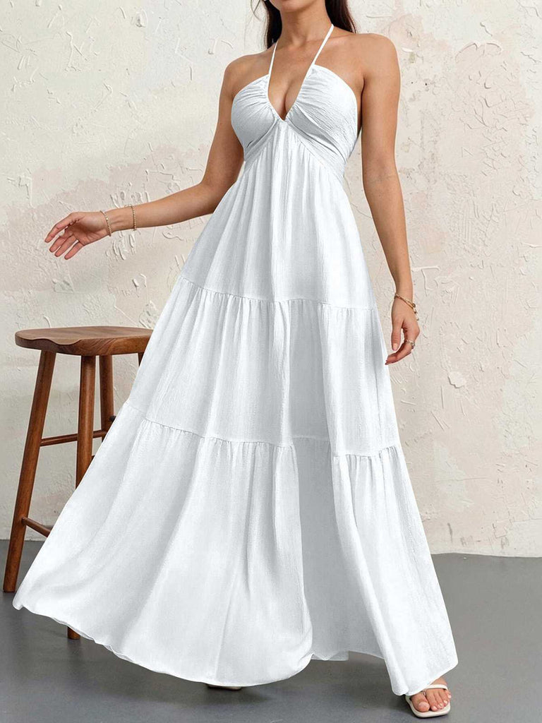 vintage halter maxi dress MAISON ESSENTIELE | Madison in our Vintage Halter Maxi in 100% silk
