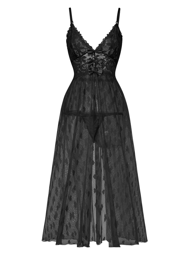 1930s Heart Dot Lace Spaghetti Straps Nightgown — a 1930s silhouette that turns sidewalks into runways