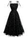 1930s Heart Foil Tulle Spaghetti Strap Prom Dress - vintage dress, retro fashion