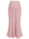 1930s High-Waist Satin Solid Mermaid Skirt: 1930s grace for the woman who dances through life