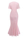 1930s Solid Short Sleeve Bodycon Maxi Dress 2