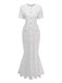 1930s Solid Short Sleeve Bodycon Maxi Dress