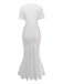 1930s Solid Short Sleeve Bodycon Maxi Dress 4