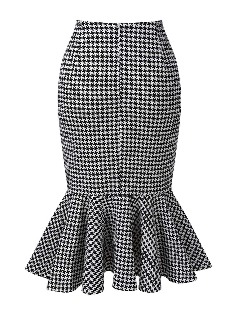 1930s Houndstooth Button Mermaid Skirt: 1930s grace for the woman who dances through life