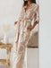 Khaki 1930s Geometric Printed Half Sleeves Lapel Jumpsuit - vintage jumpsuit, retro fashion