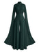 1930s Satin Long Sleeve Ruffled Hem Ruched Jumpsuit - vintage jumpsuit, retro fashion