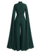 1930s Satin Long Sleeve Ruffled Hem Ruched Jumpsuit - vintage jumpsuit, retro fashion