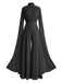 1930s Satin Long Sleeve Ruffled Hem Ruched Jumpsuit - vintage jumpsuit, retro fashion