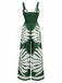 1930s Wide-Strap Hollow Twist Smocked Floral Jumpsuit - vintage jumpsuit, retro fashion