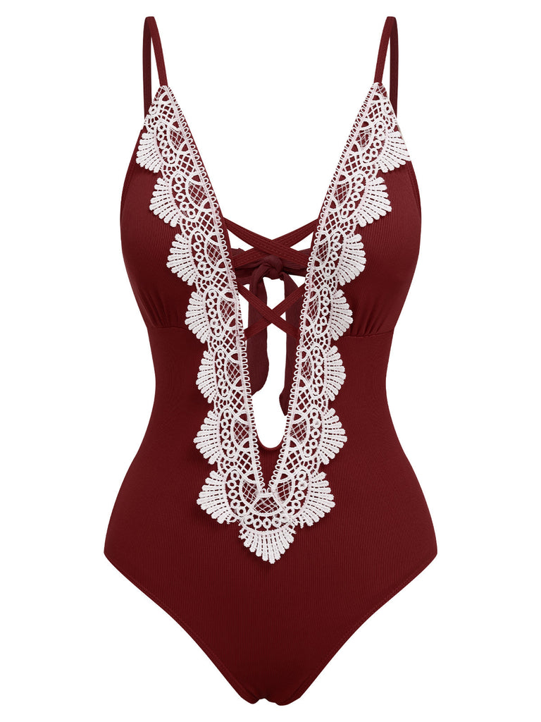 She's wearing 1930s Lace Knitted One-Piece Swimsuit and the whole beach remembers the 1930s