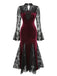 Side view: 1930s 1930s Lace Long Sleeve Fishtail Dress, perfect for retro themed parties, vintage fashion enthusiasts and special occasions