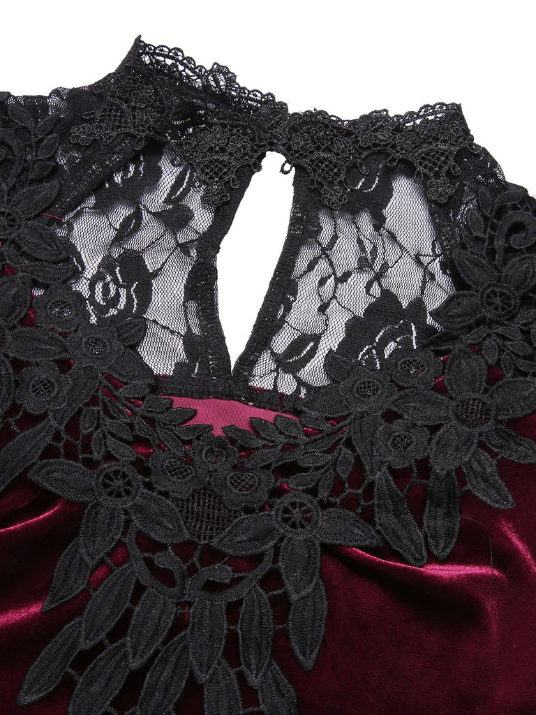 Gothic Vampire Dress Red Velvet Maxi Dress Gothic Vampire Dress Red Velvet Maxi Dress