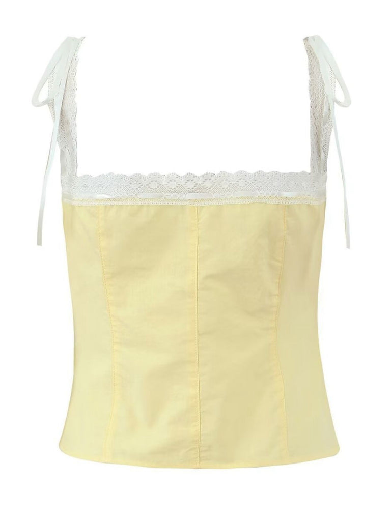 1930s Lace Patchwork Square Neck Pleated Camisole - vintage fashion, retro style