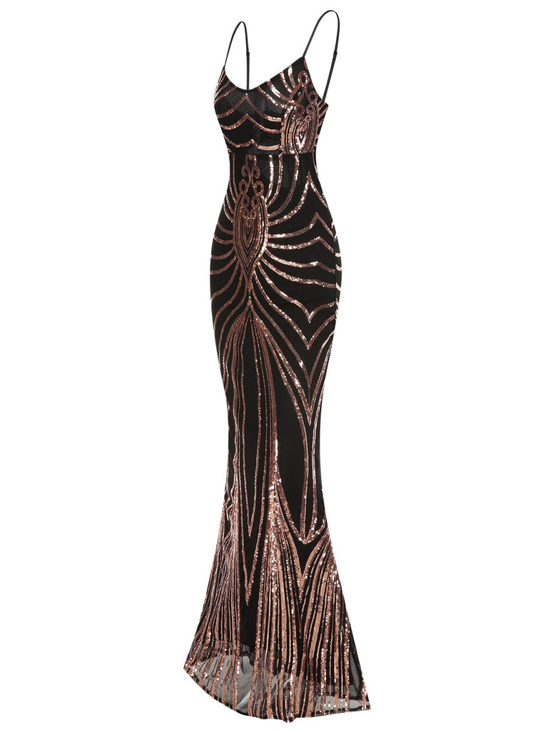 1930s Lace-Up Backless Sequined Maxi Dress, vintage dress, retro fashion, lace detail - perfect for women who love vintage and retro fashion