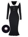 1930s Lapel Knitted Colorblock Fishtail Dress, vintage dress, retro fashion - perfect for women who love vintage and retro fashion