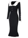 1930s Lapel Knitted Colorblock Fishtail Dress, vintage dress, retro fashion - perfect for women who love vintage and retro fashion