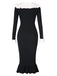 1930s Lapel Knitted Colorblock Fishtail Dress, vintage dress, retro fashion - perfect for women who love vintage and retro fashion